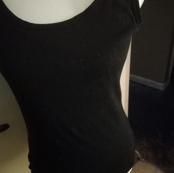 Used,not new black camisole/ tank top ribbed knit. size is medium. - Picture 2 of 3